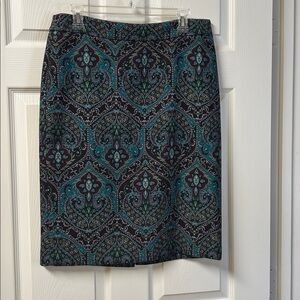 Talbots Floral Straight Skirt in Teal, Purple & Green Size 10